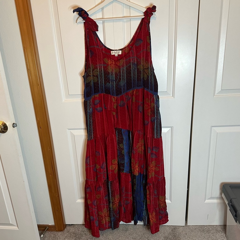 Kantha Bae Maxi Dress Tiered Flowy Tie Straps
